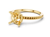 Round Slim Hidden Halo Pave Engagement Ring - Gold