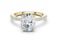 Oval Slim Hidden Halo Pave Engagement Ring - Gold