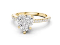 Heart Slim Hidden Halo Pave Engagement Ring - Gold