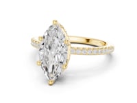 Marquise Slim Hidden Halo Pave Engagement Ring - Gold