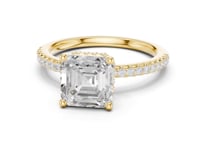 Asscher Slim Hidden Halo Pave Engagement Ring - Gold