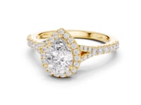 Pear Split Bridge Halo Pave Engagement Ring - Gold