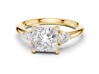 Princess Trillion Side Three Stone Engagement Ring - Gold