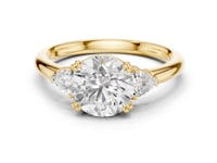 Round Trillion Side Three Stone Engagement Ring - Gold
