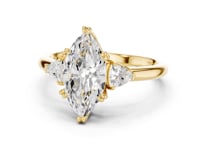 Marquise Trillion Side Three Stone Engagement Ring - Gold