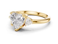 Heart Trillion Side Three Stone Engagement Ring - Gold