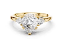 Pear Trillion Side Three Stone Engagement Ring - Gold