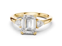 Emerald Trillion Side Three Stone Engagement Ring - Gold