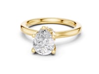Pear Petite Hidden Halo Solitaire Engagement Ring - Gold