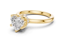 Heart Petite Hidden Halo Solitaire Engagement Ring - Gold