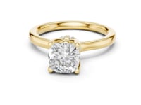 Cushion Petite Hidden Halo Solitaire Engagement Ring - Gold
