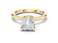 Princess Petite Hidden Halo Solitaire Engagement Ring - Gold