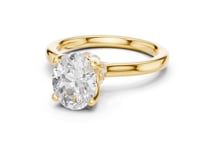 Oval Petite Hidden Halo Solitaire Engagement Ring - Gold