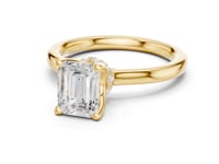 Emerald Petite Hidden Halo Solitaire Engagement Ring - Gold