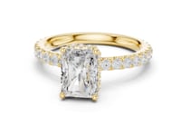 Radiant Petite Hidden Halo Pave Engagement Ring - Gold