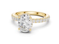 Oval Petite Hidden Halo Pave Engagement Ring - Gold