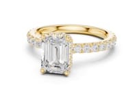 Emerald Petite Hidden Halo Pave Engagement Ring - Gold