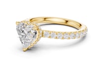 Heart Petite Hidden Halo Pave Engagement Ring - Gold
