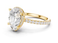 Pear Petal-Prong Hidden Halo Pave Engagement Ring - Gold