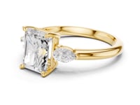 Radiant Pear Side Three Stone Engagement Ring - Gold