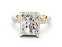 Radiant Petal-Prong Hidden Halo Pave Engagement Ring - Gold