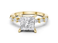 Princess Pear Accent Engagement Ring - Gold