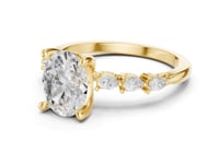 Oval Pear Accent Engagement Ring - Gold