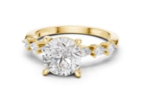 Round Pear Accent Engagement Ring - Gold