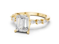 Emerald Pear Accent Engagement Ring - Gold