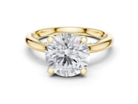 Round Milgrain Accent Solitaire Engagement Ring - Gold