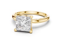 Princess Milgrain Accent Solitaire Engagement Ring - Gold