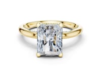 Radiant Milgrain Accent Solitaire Engagement Ring - Gold