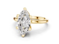 Marquise Milgrain Accent Solitaire Engagement Ring - Gold