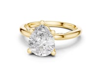Pear Milgrain Accent Solitaire Engagement Ring - Gold