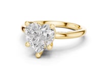 Heart Milgrain Accent Solitaire Engagement Ring - Gold
