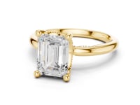 Emerald Milgrain Accent Solitaire Engagement Ring - Gold
