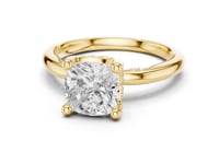 Cushion Milgrain Accent Solitaire Engagement Ring - Gold