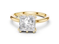 Princess Eight-Prong Crown Solitaire Engagement Ring - Gold