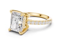 Radiant Double-Prong Pave Engagement Ring - Gold