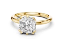 Asscher Eight-Prong Crown Solitaire Engagement Ring - Gold