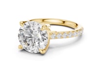 Round Double-Prong Pave Engagement Ring - Gold
