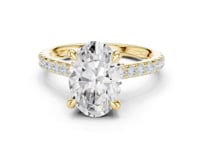 Oval Double-Prong Pave Engagement Ring - Gold