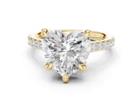 Heart Double-Prong Pave Engagement Ring - Gold