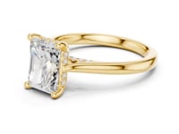Radiant Hidden Halo Cathedral Solitaire Engagement Ring - Gold