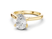 Pear Hidden Halo Cathedral Solitaire Engagement Ring - Gold