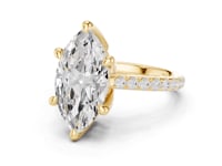 Marquise Double-Prong Pave Engagement Ring - Gold