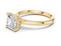 Asscher Hidden Halo Cathedral Solitaire Engagement Ring - Gold