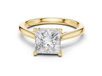 Princess Hidden Halo Cathedral Solitaire Engagement Ring - Gold