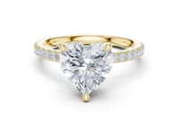 Heart Double Hidden Halo Pave Engagement Ring - Gold