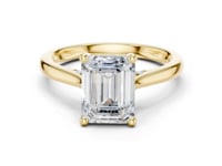 Emerald Hidden Halo Cathedral Solitaire Engagement Ring - Gold